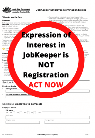 Important - JobKeeper Registration (not Expression of Interest)